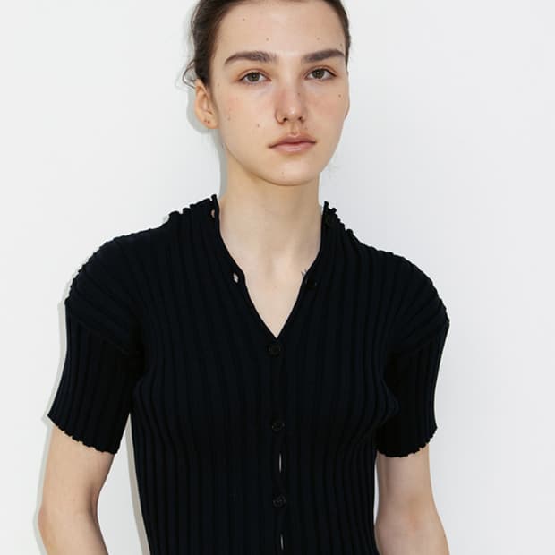 Le917 le17septembre 플리츠 반팔 가디건 