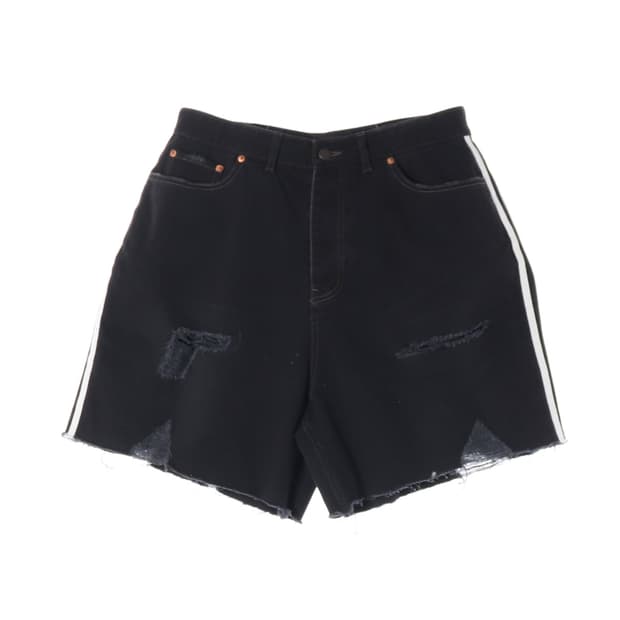 발렌시아가 x 아디다스 23SS 배기 쇼츠 블랙 데님 쇼츠 반바지 M
