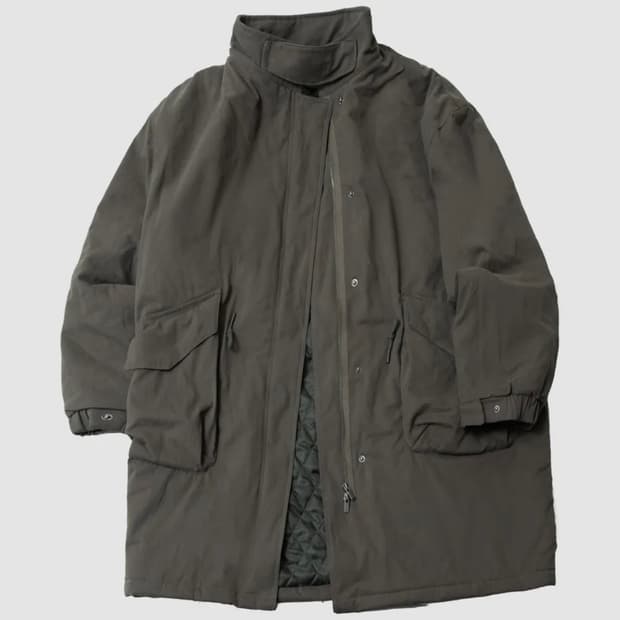 썸플레이스 맨 롱 야상 패디드 코트 차콜