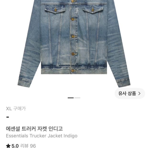 Essentials 피어오브갓 에센셜 트러커 자켓 인디고 XL