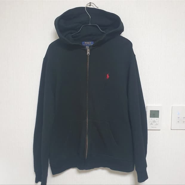 폴로 랄프로렌 블랙 후드집업 XL