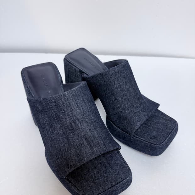 찰스앤키스 데님 플랫폼 뮬 힐 38(240-245)여성 슬리퍼 샌들