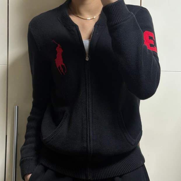 폴로 랄프로렌 빅포니 블랙 니트집업