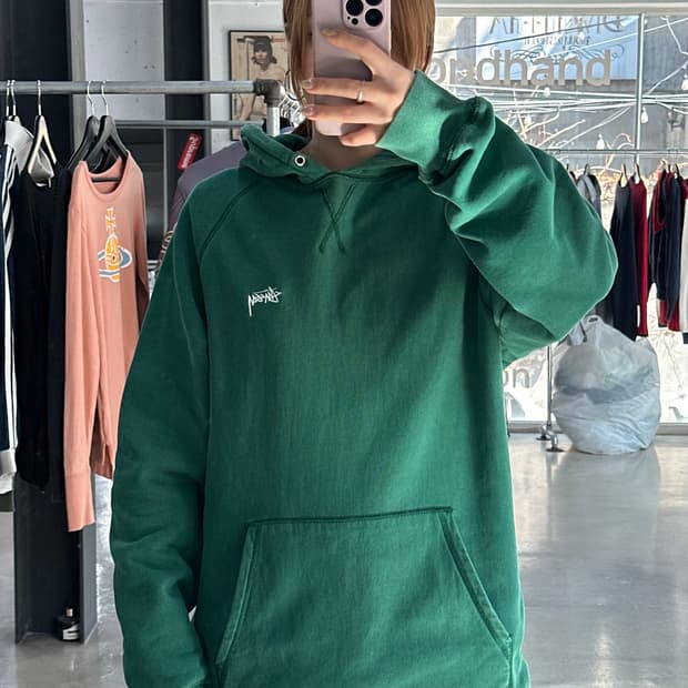 스투시 스탁로고 후드티 그린