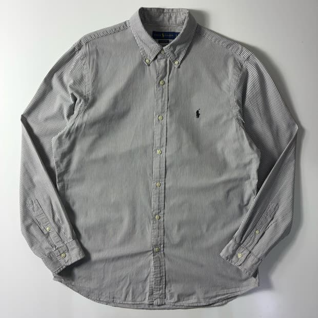 Polo  폴로 랄프로렌 자수 코튼 그레이 스트라이프 셔츠 