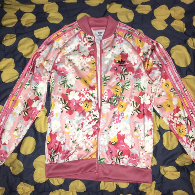 Adidas tropical bloom pink track jarket