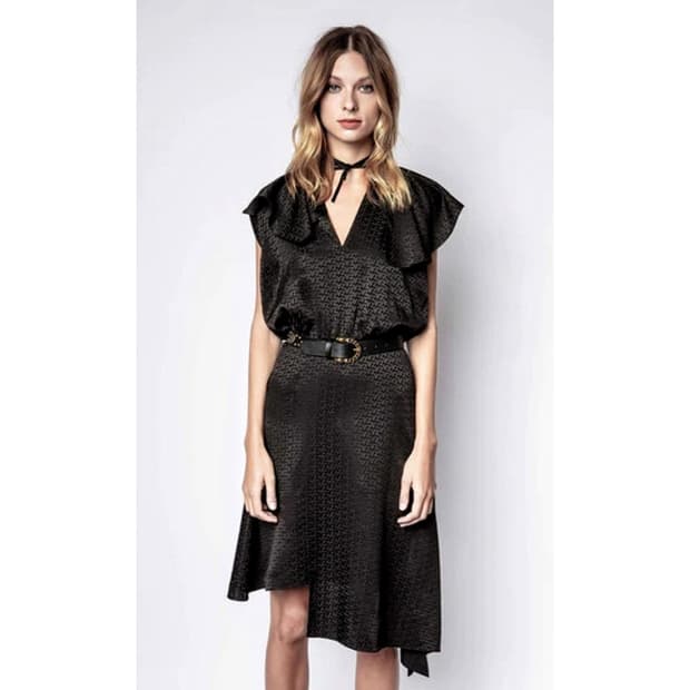 쟈딕앤볼테르 실크 로고 자카드 원피스