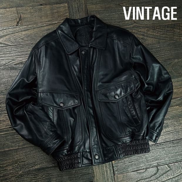 [빈티지] 리얼 쉽스킨 약가죽 레더 봄버 자켓 블랙 M19170