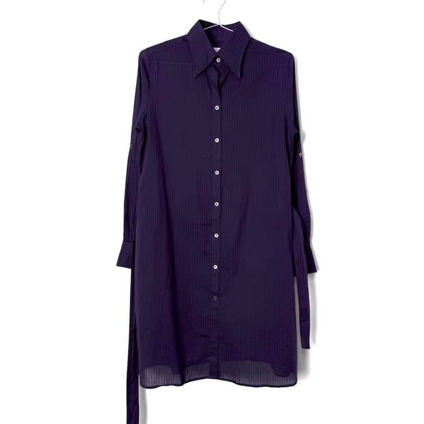 makers shirt 퍼플 스트라이프 롱셔츠