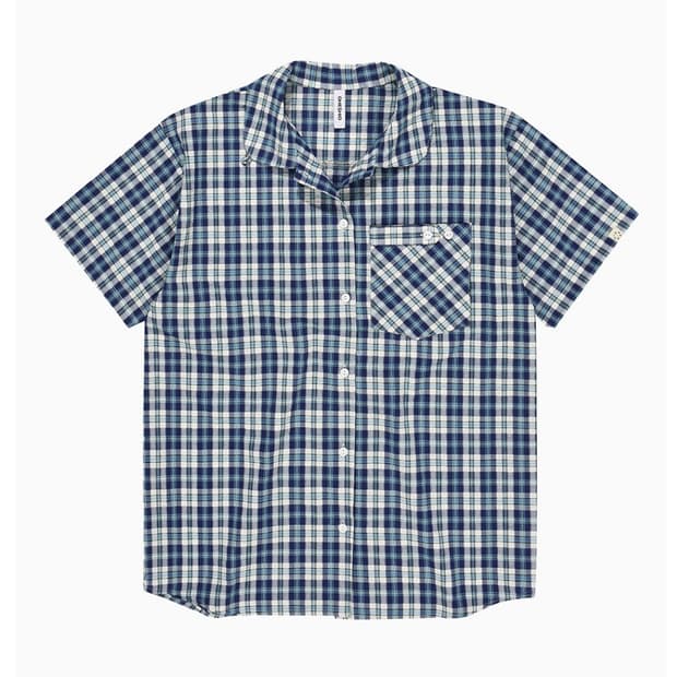 오헤시오 CHECK POCKET HALF SHIRT, BLUE