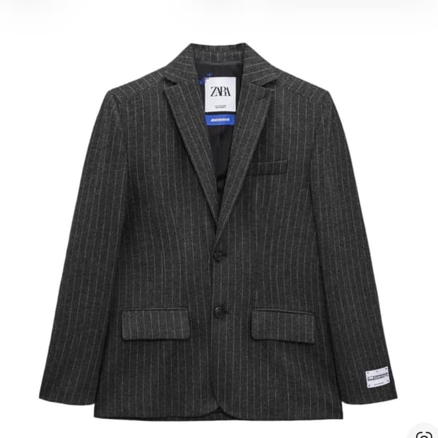 자라 x 아더에러 스트라이프 오버사이즈 블레이저 그레이 S사이즈