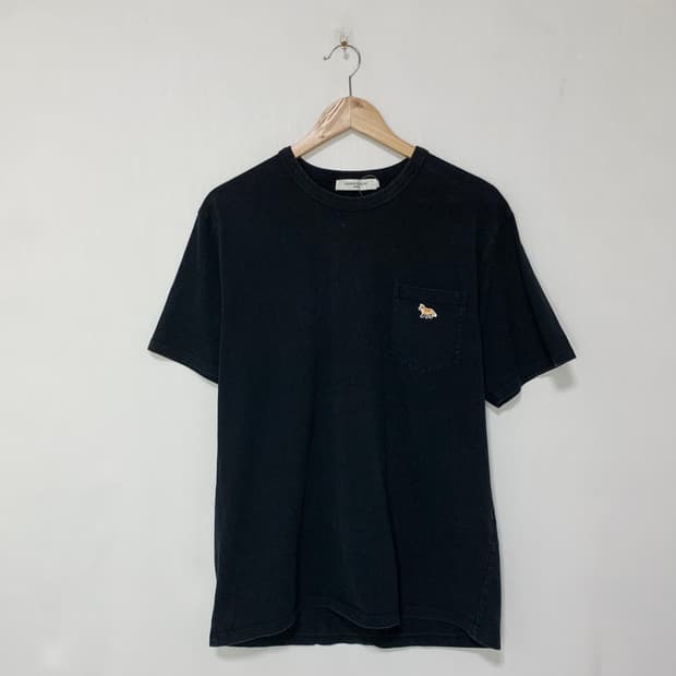 메종키츠네 폭스 패치 포켓 반팔 빈티지 티셔츠 블랙 L