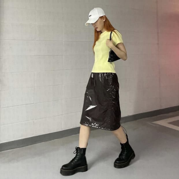 큐리티 C BASIC EMBROIDERY T-SHIRT_YELLOW