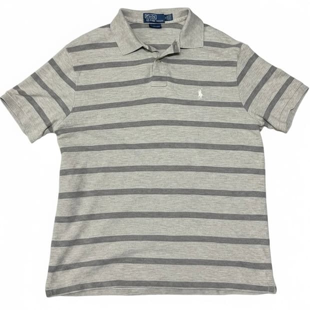 [L] Polo Ralph Lauren 스트라이프 피케 셔츠 그레이