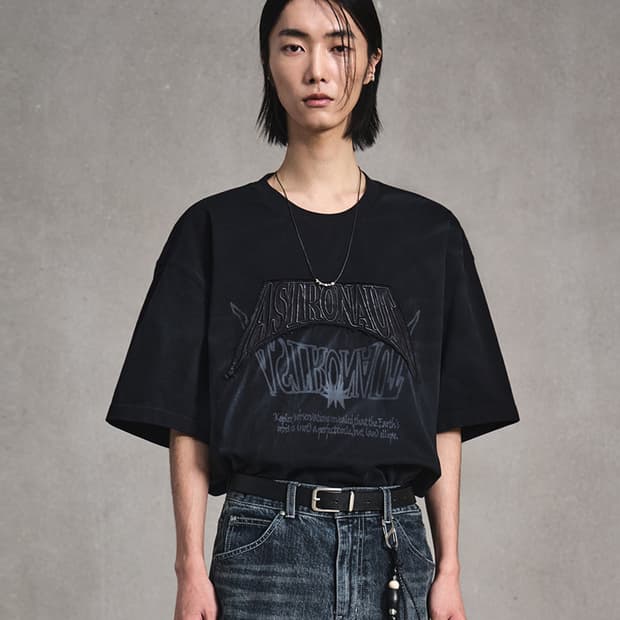 엘무드 ASTRO 패치워크 피그다잉 하프 블랙 반팔 티셔츠 44