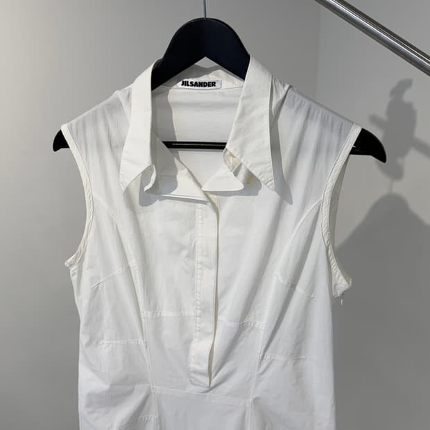 JIL SANDER 질샌더 화이트 민소매 셔츠 원피스 38
