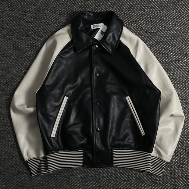 파르티멘토 버핑레더 배색 봄버 자켓o 3797