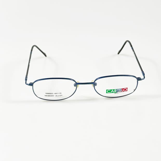 90s CARTELO 블루 메탈 슬림 스퀘어 빈티지 안경