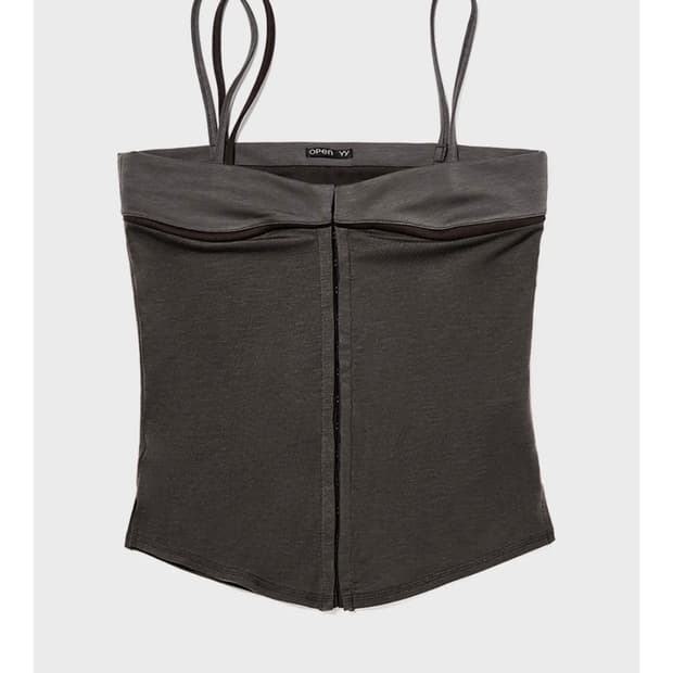 [오픈와이와이] CONTRAST TRIM TOP (CHARCOAL)
