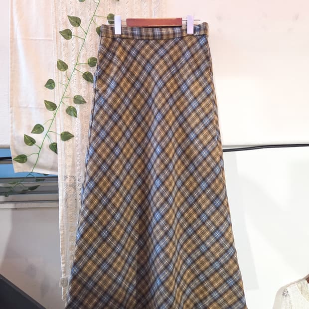 포근 체크 롱스커트