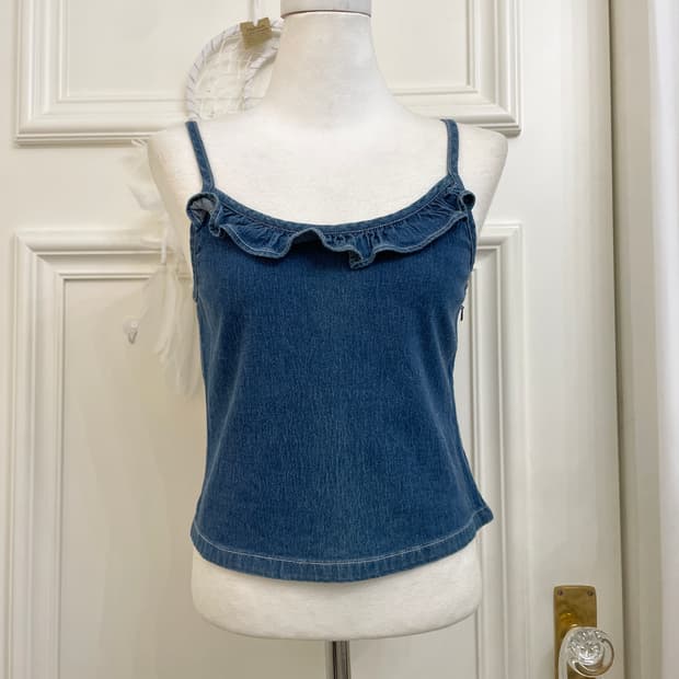denim ruffle point twinkle span sleevele
