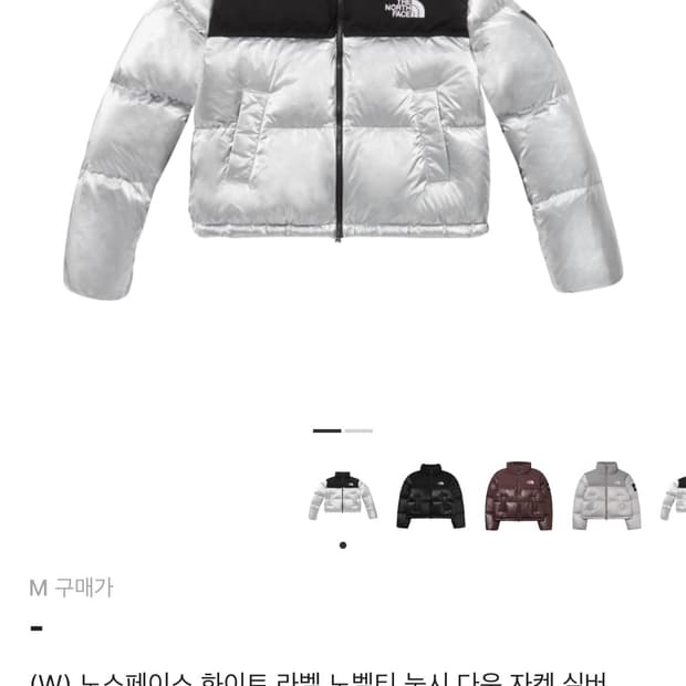 (W) 노스페이스 화이트 라벨 노벨티 눕시 다운 자켓 실버