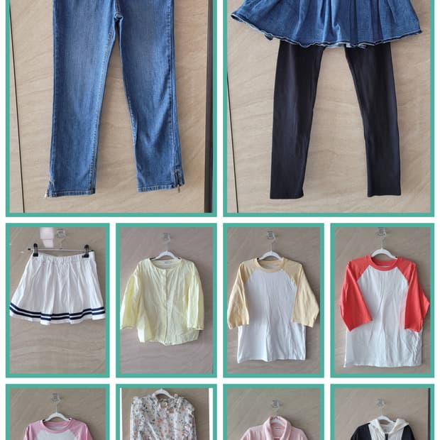 (여아140사이즈) 상의4,하의3,외투2,원피스1(일괄10개)