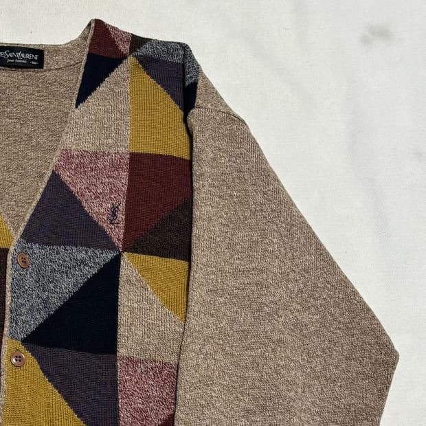 100 입생로랑 체크 패턴 울 가디건