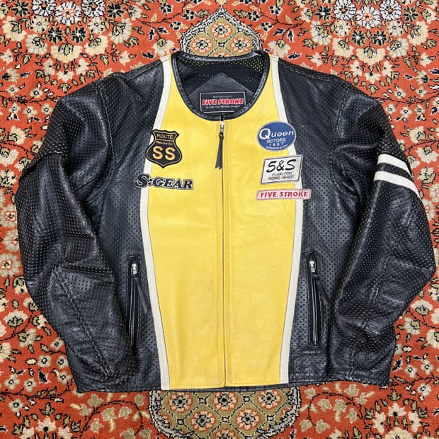 [L] FIVE STROKE 옐로우 블랙 빈티지 레이싱 자켓