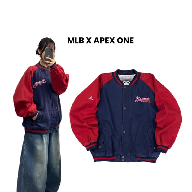 MLB 90s X apex one 올드스쿨 코튼 베이스볼 바시티 자켓