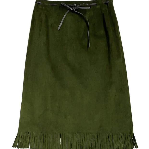 vintage 프린지 가죽 스커트 