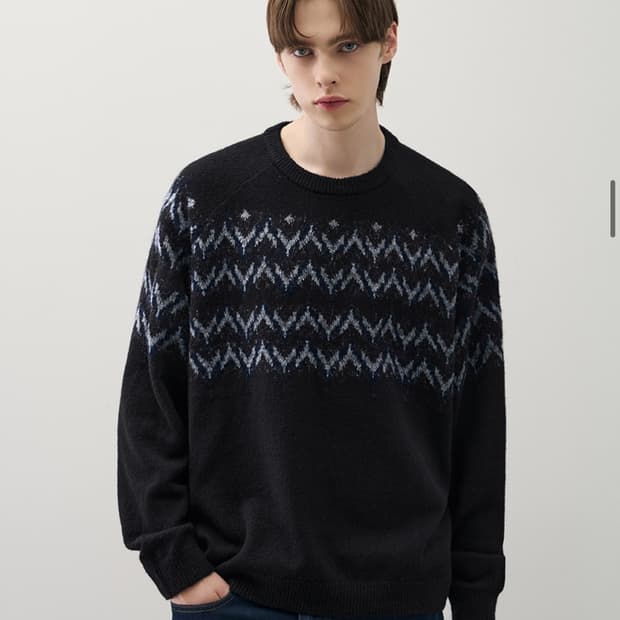 (XL) 드로우핏 울 헤어리 노르딕 크루넥 니트 BLACK 판매