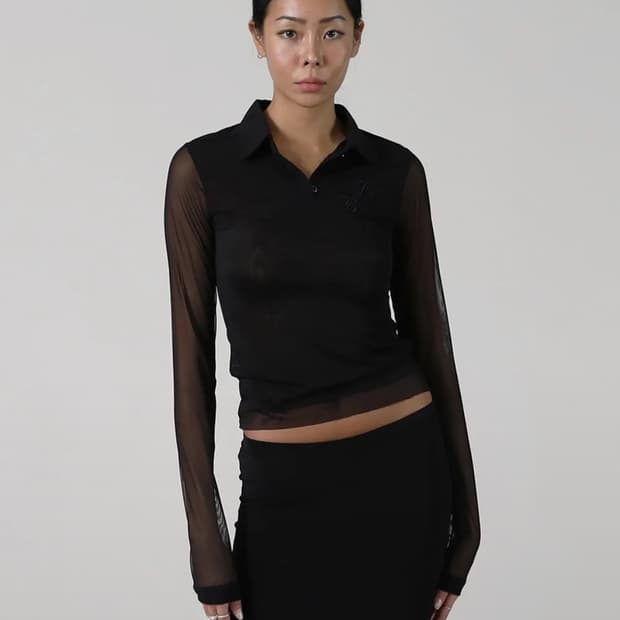 배드블러드 폴로 롱 시스루 슬리브