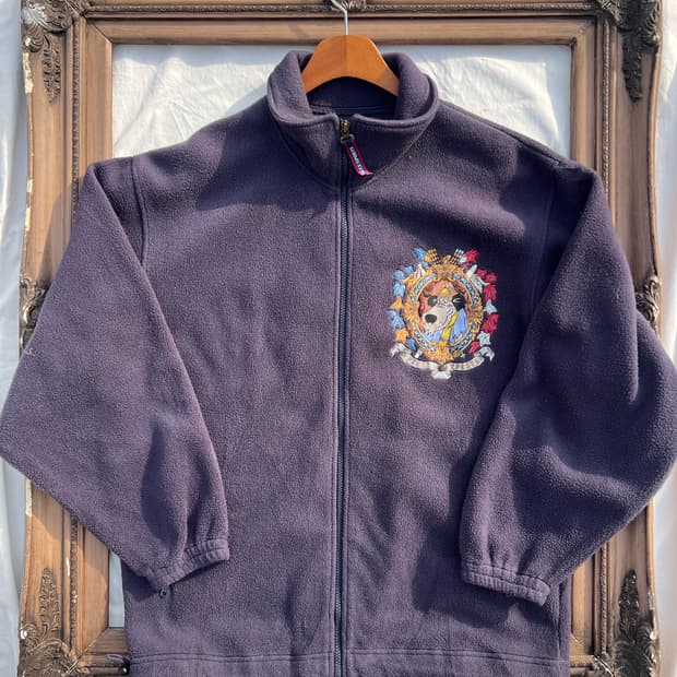 네이비 플리스 집업 자켓 (자수 그래픽)