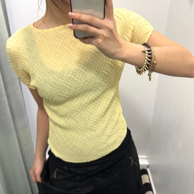 옐로우 링클 반팔 티셔츠