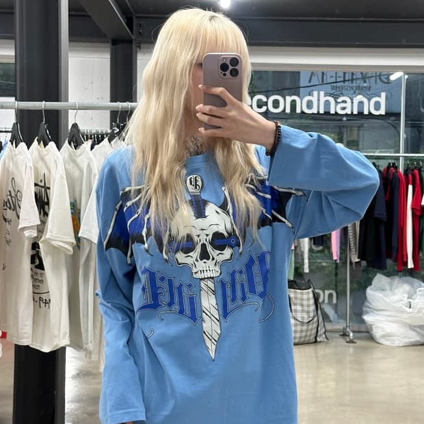 팔라스 25FW 윙스팬 롱슬리브 오션 블루 긴팔티