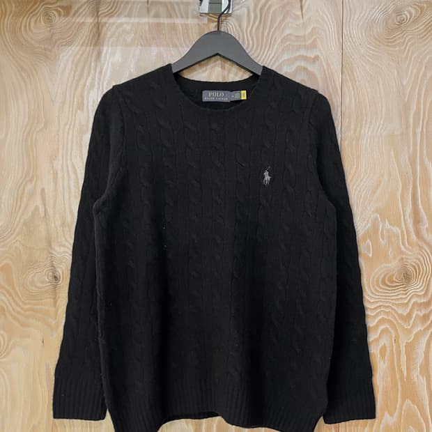 폴로 랄프 로렌 QR 라벨 케이블 니트