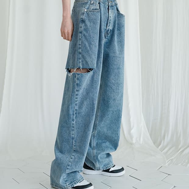 어반드레스 Buckle Damage Wide Pants 데님 팬츠 바지 