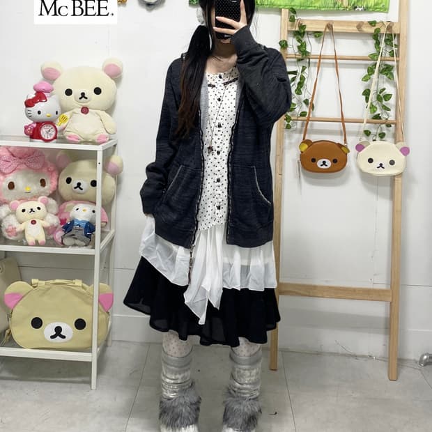 ꒰ঌ 도트 무채색 모리걸 세트 ໒꒱