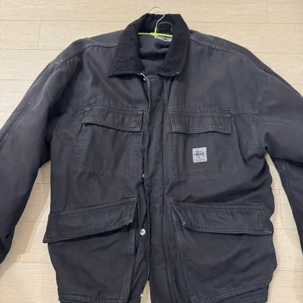 스투시 워시드 캔버스 샵 자켓 블랙 XL