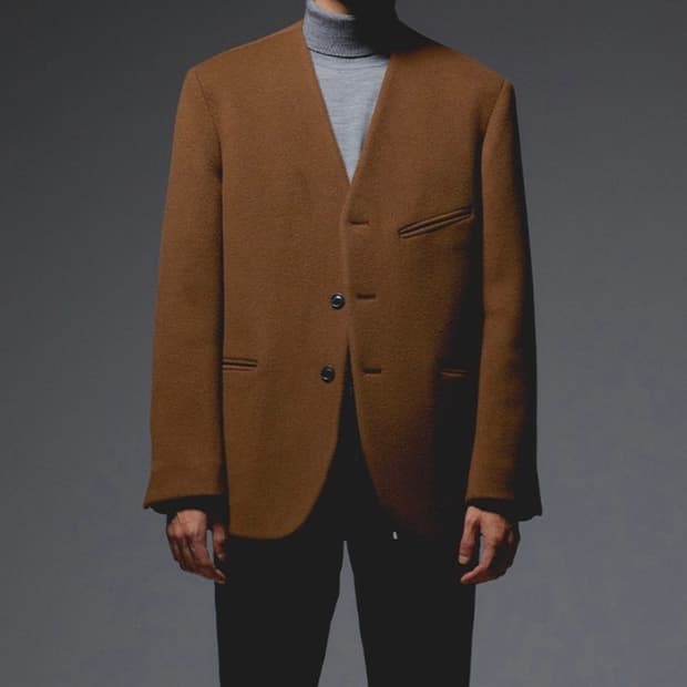 Vine Wool Collarless Blazer_ Lux Brown