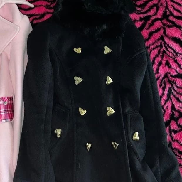 ma*rs 숏코트 하트 금장 버튼 퍼 아게하 갸루 히메 마즈