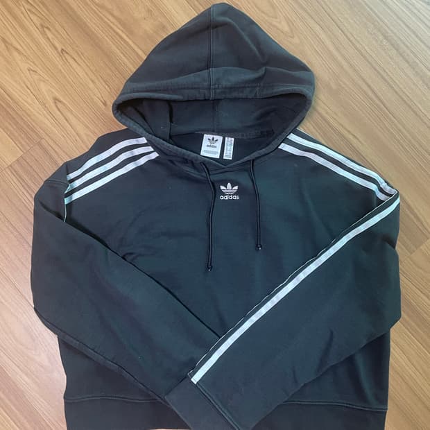 아디다스 크롭 후드티