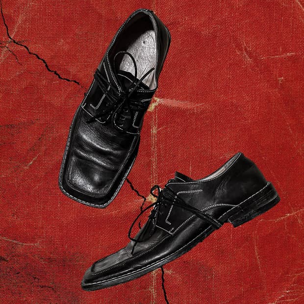 Japanese 90s 오버 스퀘어드 토 스티치 더비 슈즈 275