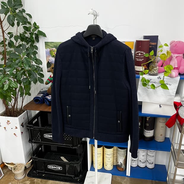 코치 엘보우 패치 후드 집업 울자켓 L