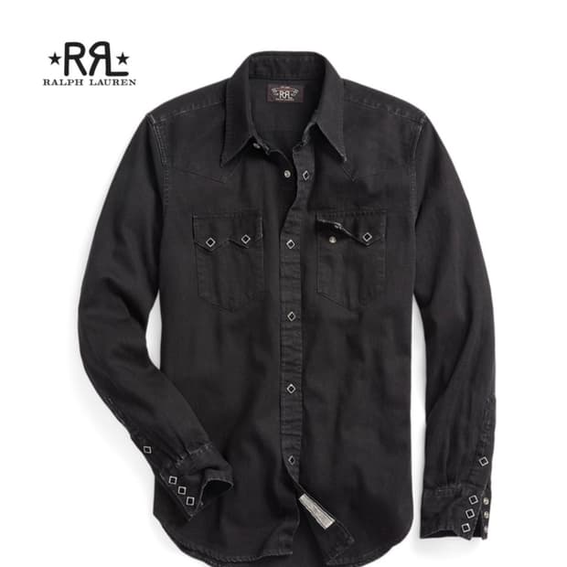 RRL 블랙 데님 웨스턴 셔츠 M