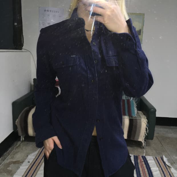 투티/0327 폴로 랄프로렌 울 캐시미어 긴팔셔츠 네이비 퍼플 클래식 핏