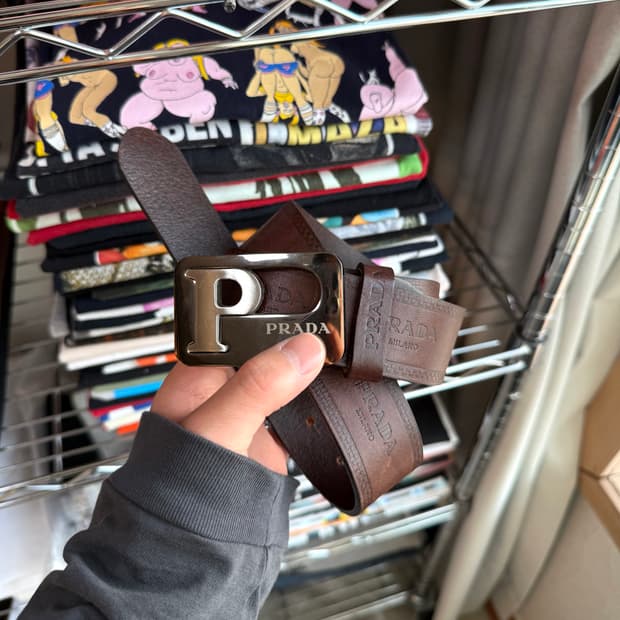 프라다 밀라노 브라운 레더 벨트