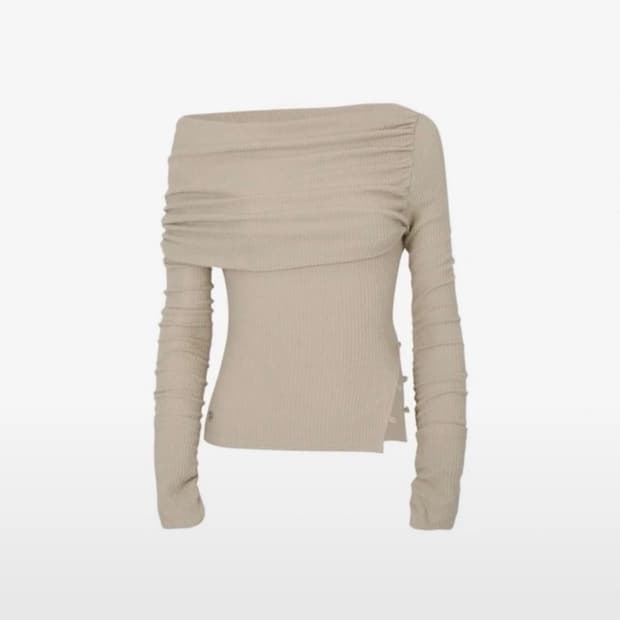 페인오어플레져 제니 오프숄더 니트 탑 베이지