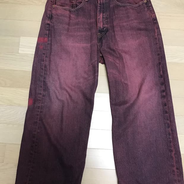 빈티지 리바이스 버건디 와이드 데님팬츠